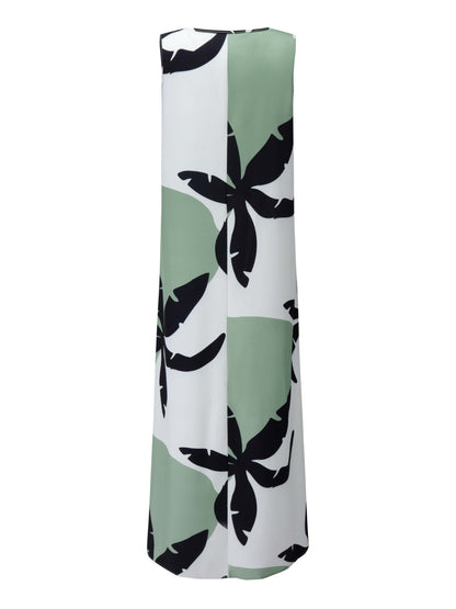Printed Round Neck Tank Maxi Dress Plus Size Trendsi