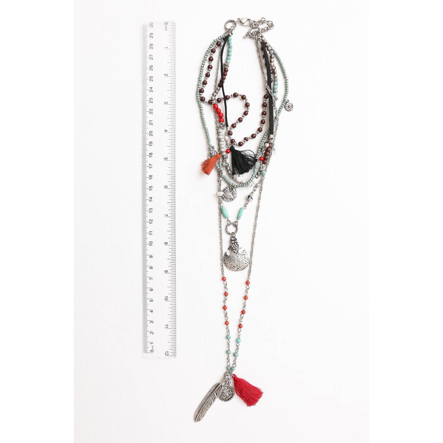 Feather Fringe Multi-Layered Necklace | Handmade Bohemian Style  DAME BOHEME