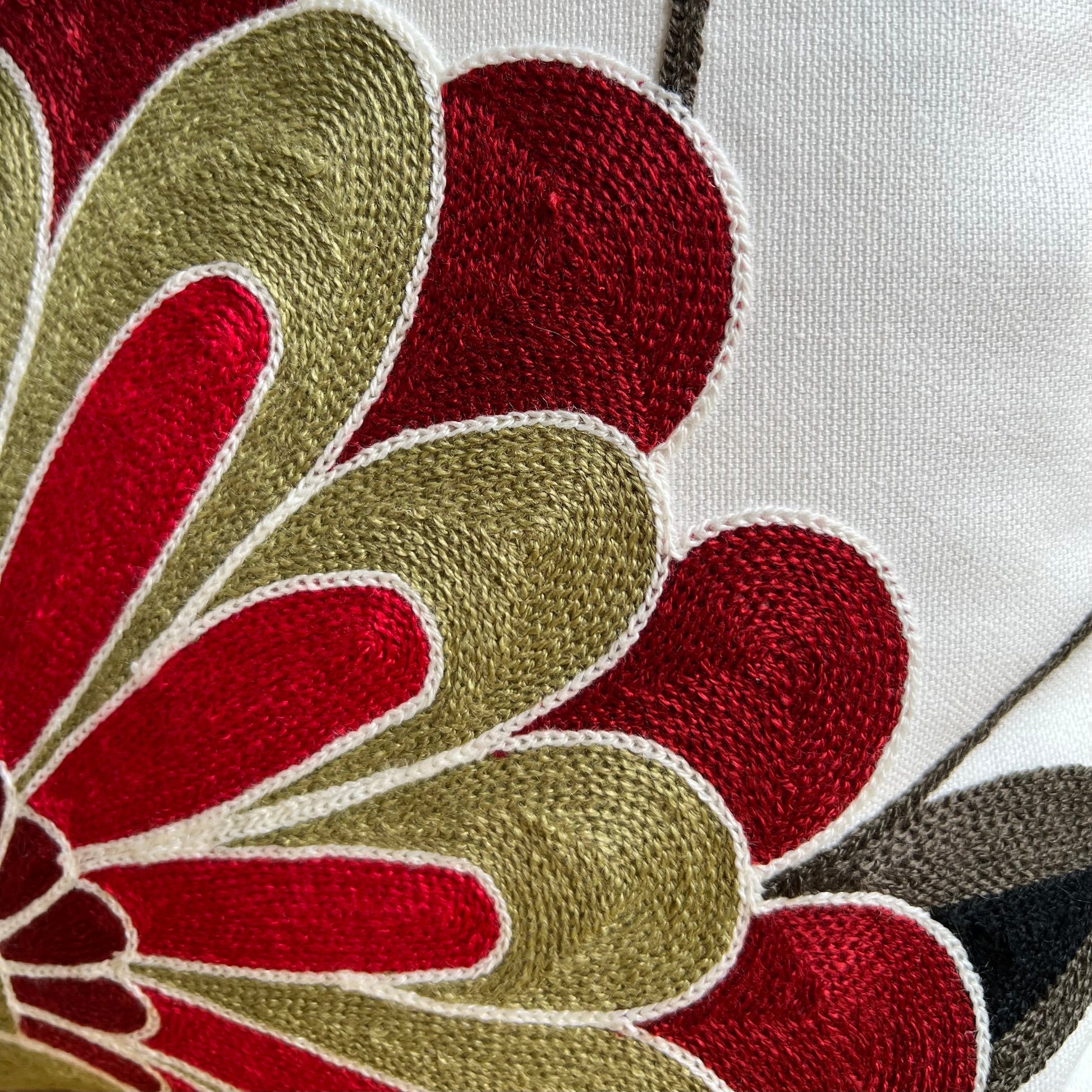 Folk Blooms Embroidered Throw Pillow Cover  DAME BOHEME