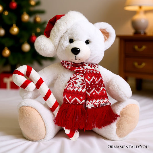 Snowy the Polar Bear Plushie, Cute Christmas Stuffed Toy  DAME BOHEME