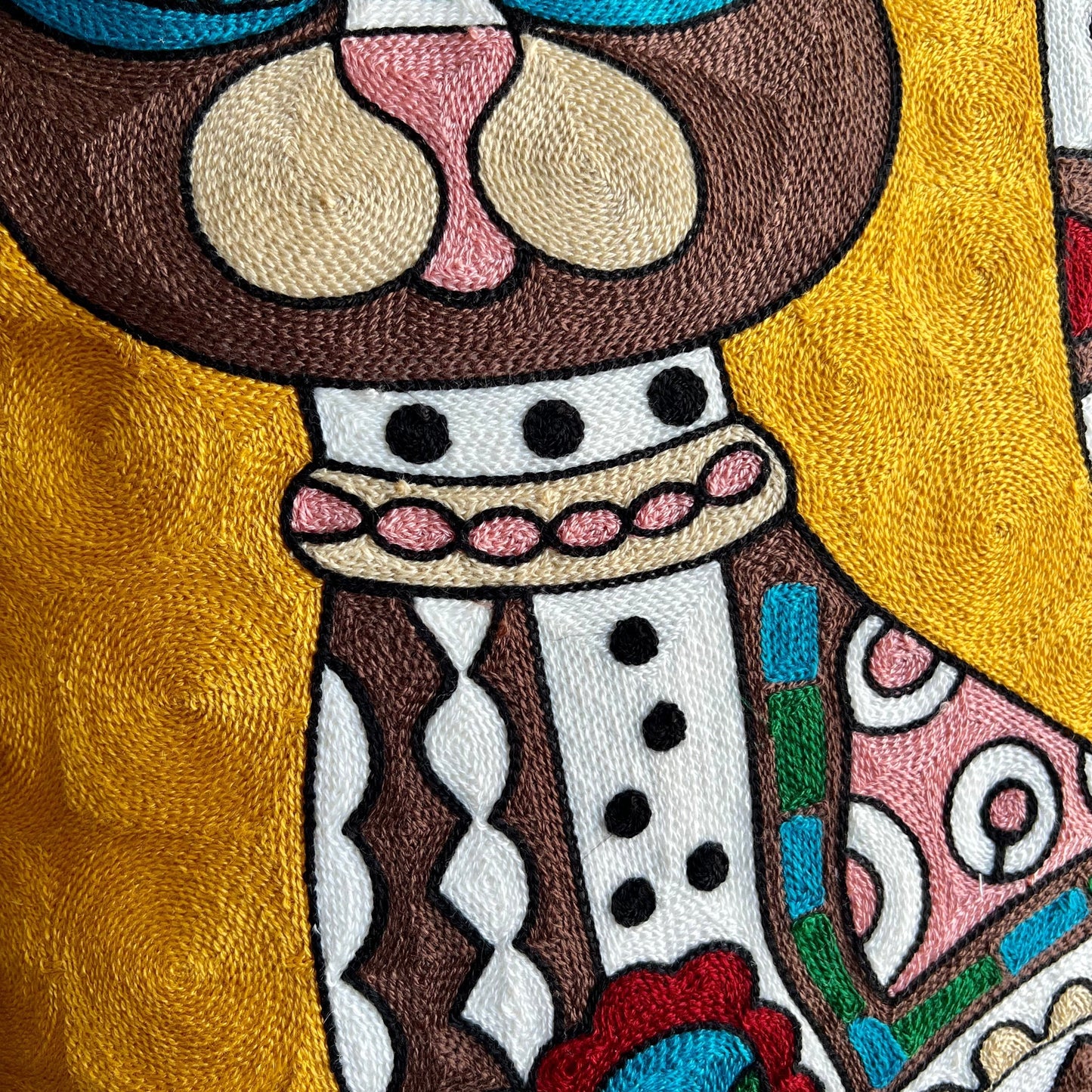 Gold Abstract Art Inspired Cat | Embroidered Pillow Cover  DAME BOHEME