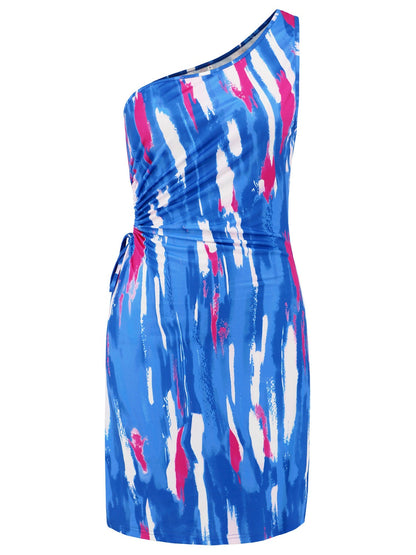 Cutout Printed Sleeveless Asymmetrical Mini Dress Trendsi