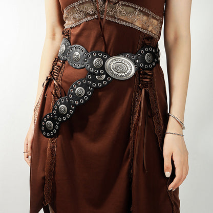 Studded Oval PU Faux Leather Boho Chic Belt Trendsi
