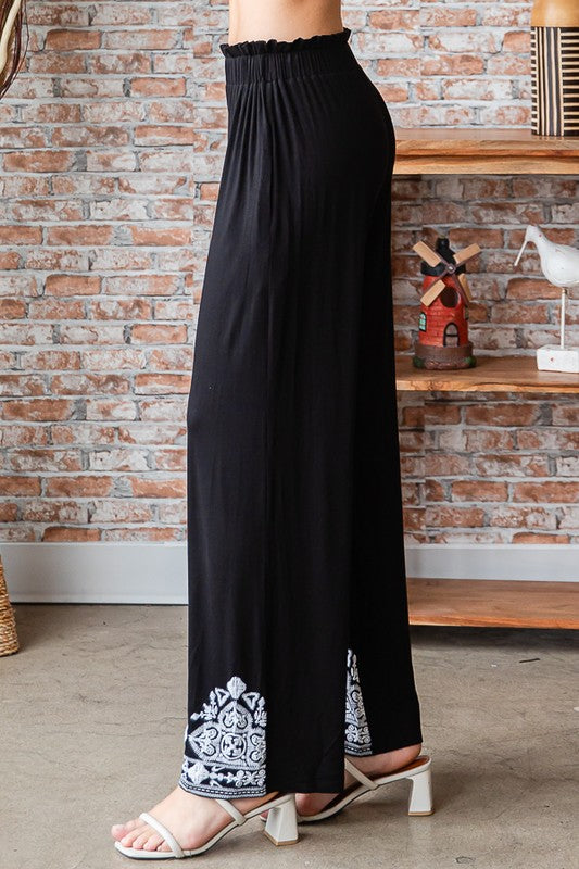 Heimish Embroidered Damask Casual Pants Trendsi