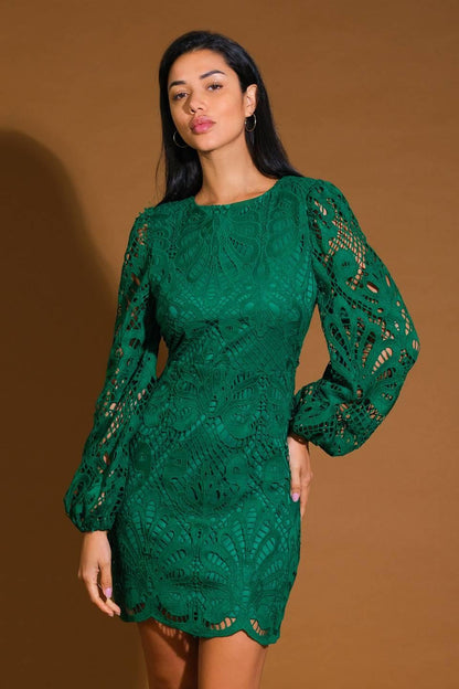 WHISPERED COMFORT WOVEN LACE MINI DRESS  DAME BOHEME