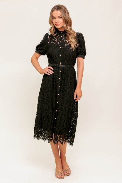 TIMID TO TENACIOUS WOVEN LACE SHIRT DRESS  DAME BOHEME