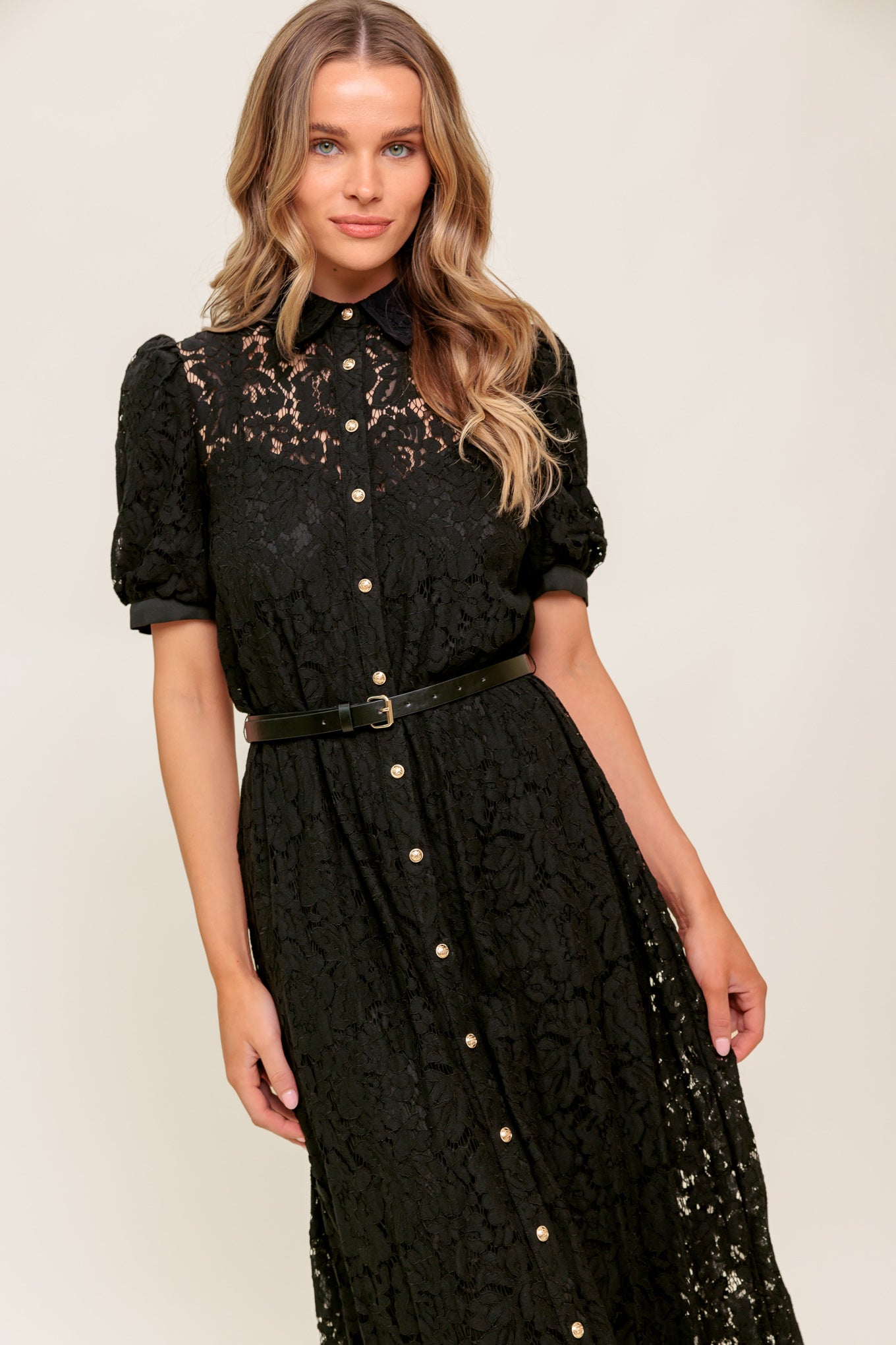 TIMID TO TENACIOUS WOVEN LACE SHIRT DRESS  DAME BOHEME