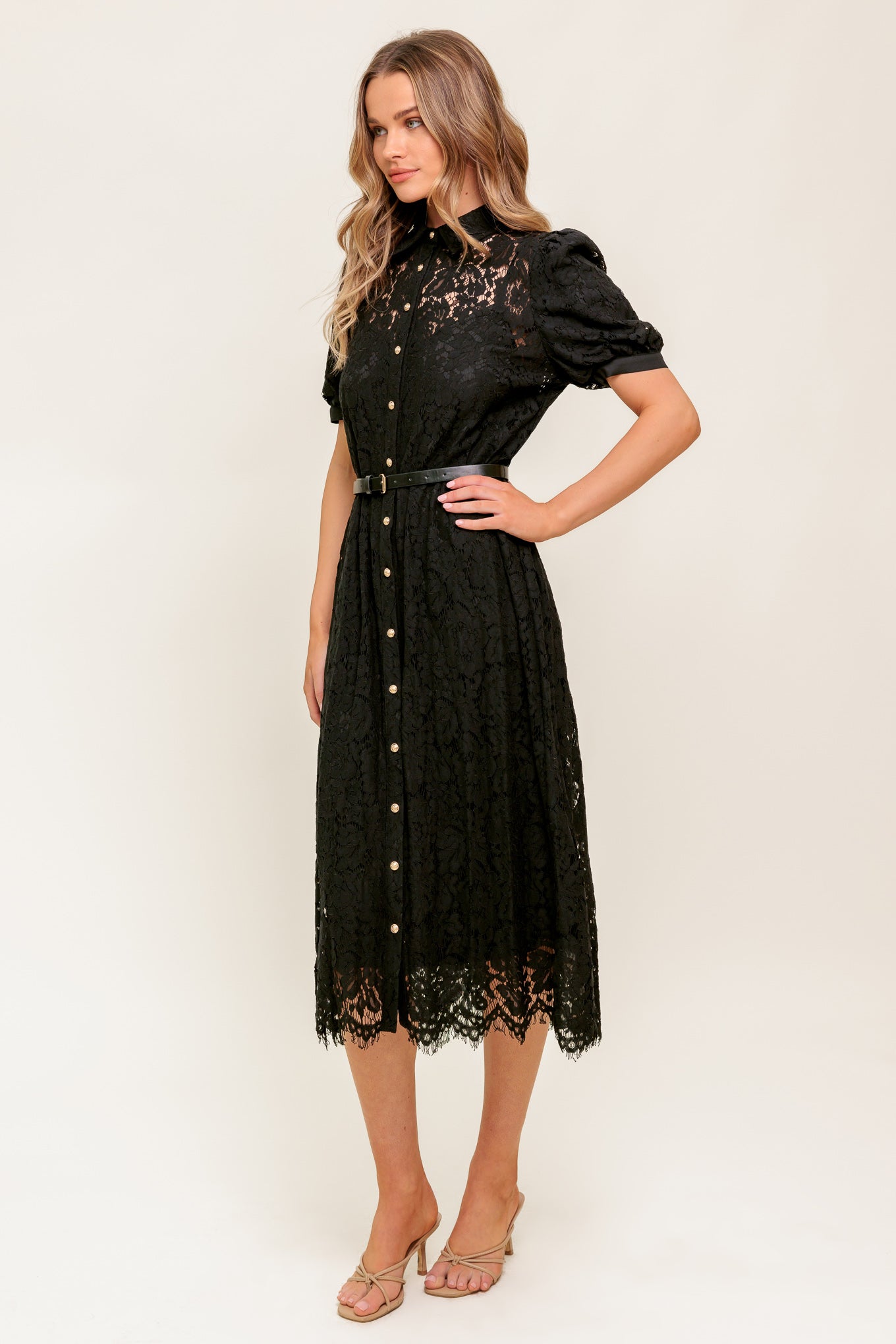 TIMID TO TENACIOUS WOVEN LACE SHIRT DRESS  DAME BOHEME