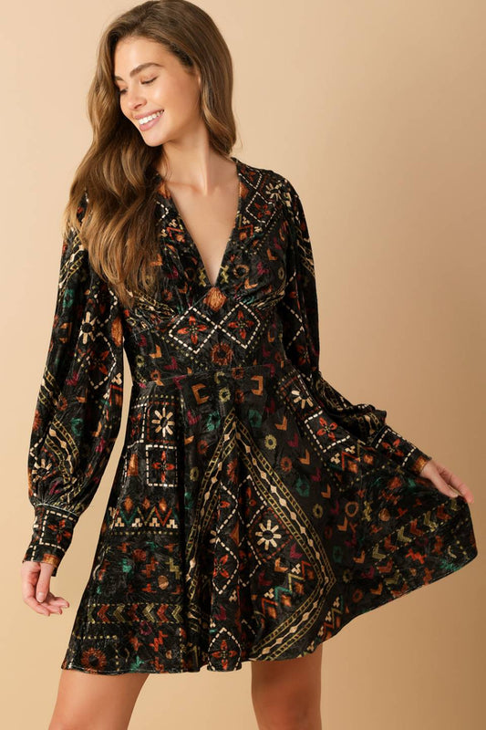 FINDING MYSELF VELVET WOVEN MINI DRESS  DAME BOHEME