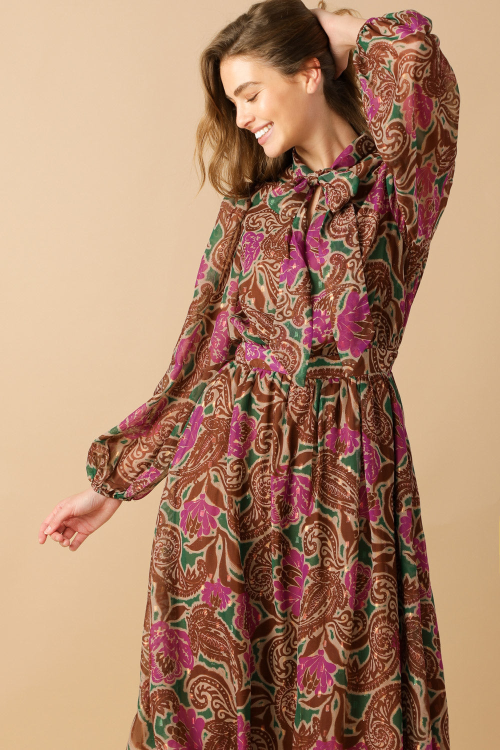 DRIFTING THOUGHTS WOVEN MIDI DRESS  DAME BOHEME