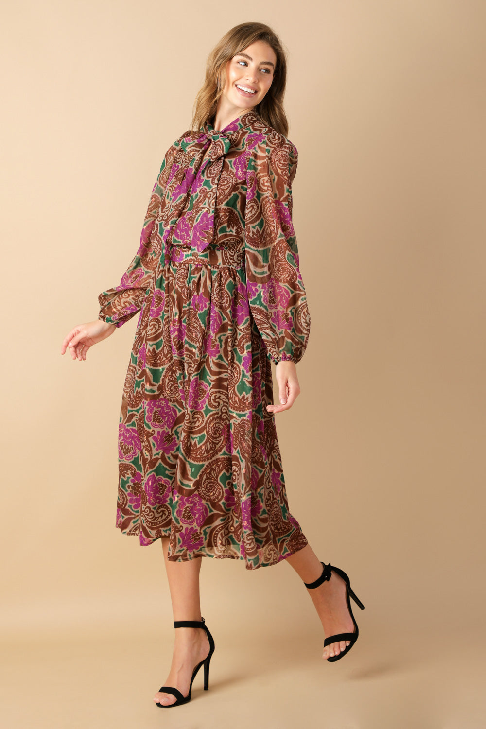 DRIFTING THOUGHTS WOVEN MIDI DRESS  DAME BOHEME