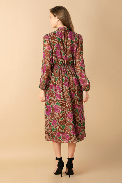 DRIFTING THOUGHTS WOVEN MIDI DRESS  DAME BOHEME