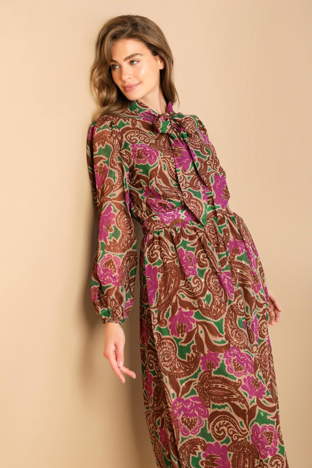 DRIFTING THOUGHTS WOVEN MIDI DRESS  DAME BOHEME