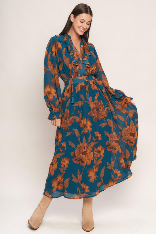 BURNISHED BOTANICA WOVEN MIDI DRESS  DAME BOHEME