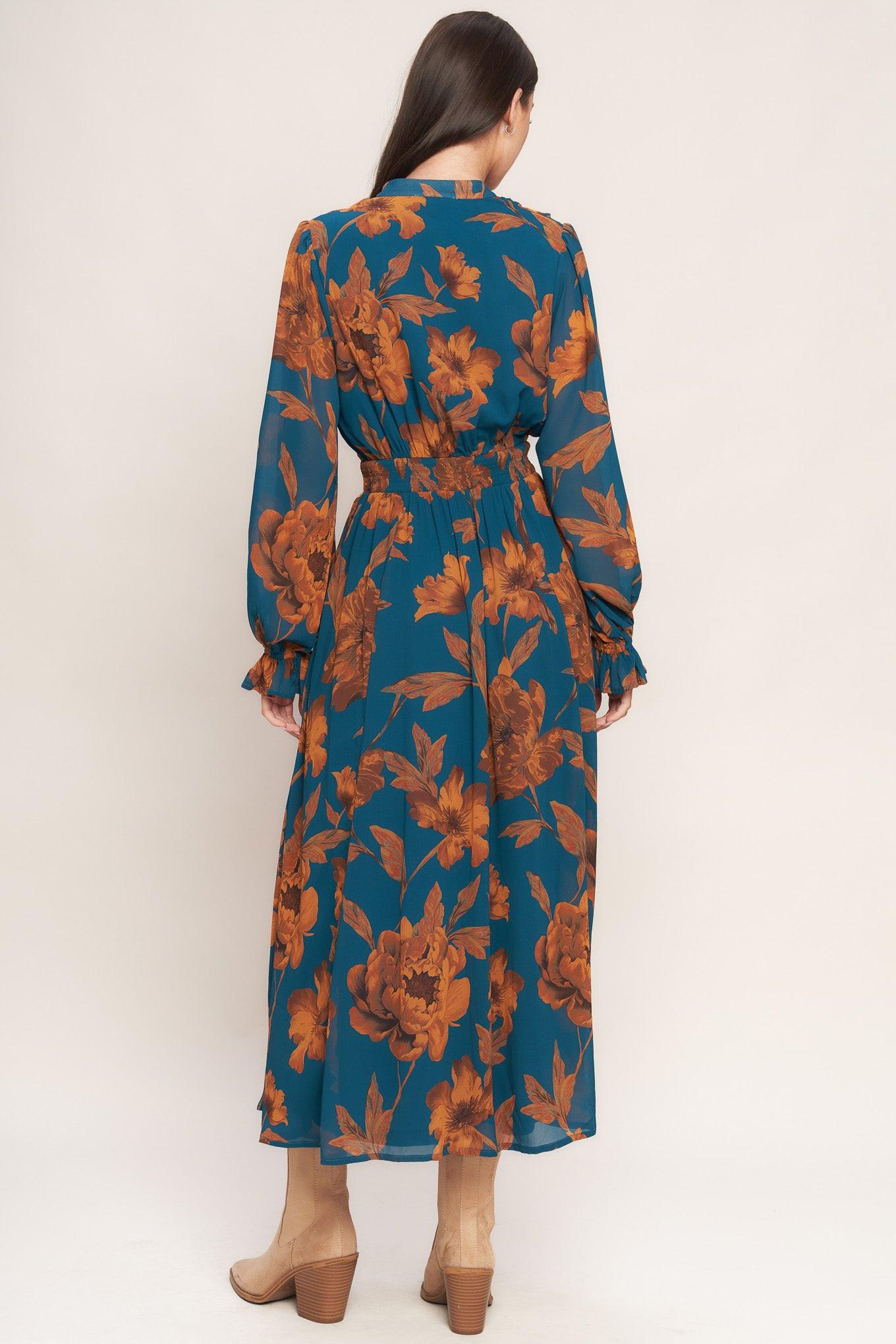 BURNISHED BOTANICA WOVEN MIDI DRESS  DAME BOHEME