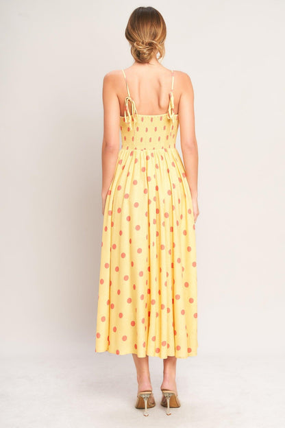 GOLDEN SUMMER POLKA WOVEN MIDI DRESS  DAME BOHEME