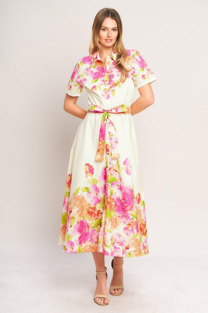 PEONY BLOOM WOVEN MIDI DRESS  DAME BOHEME