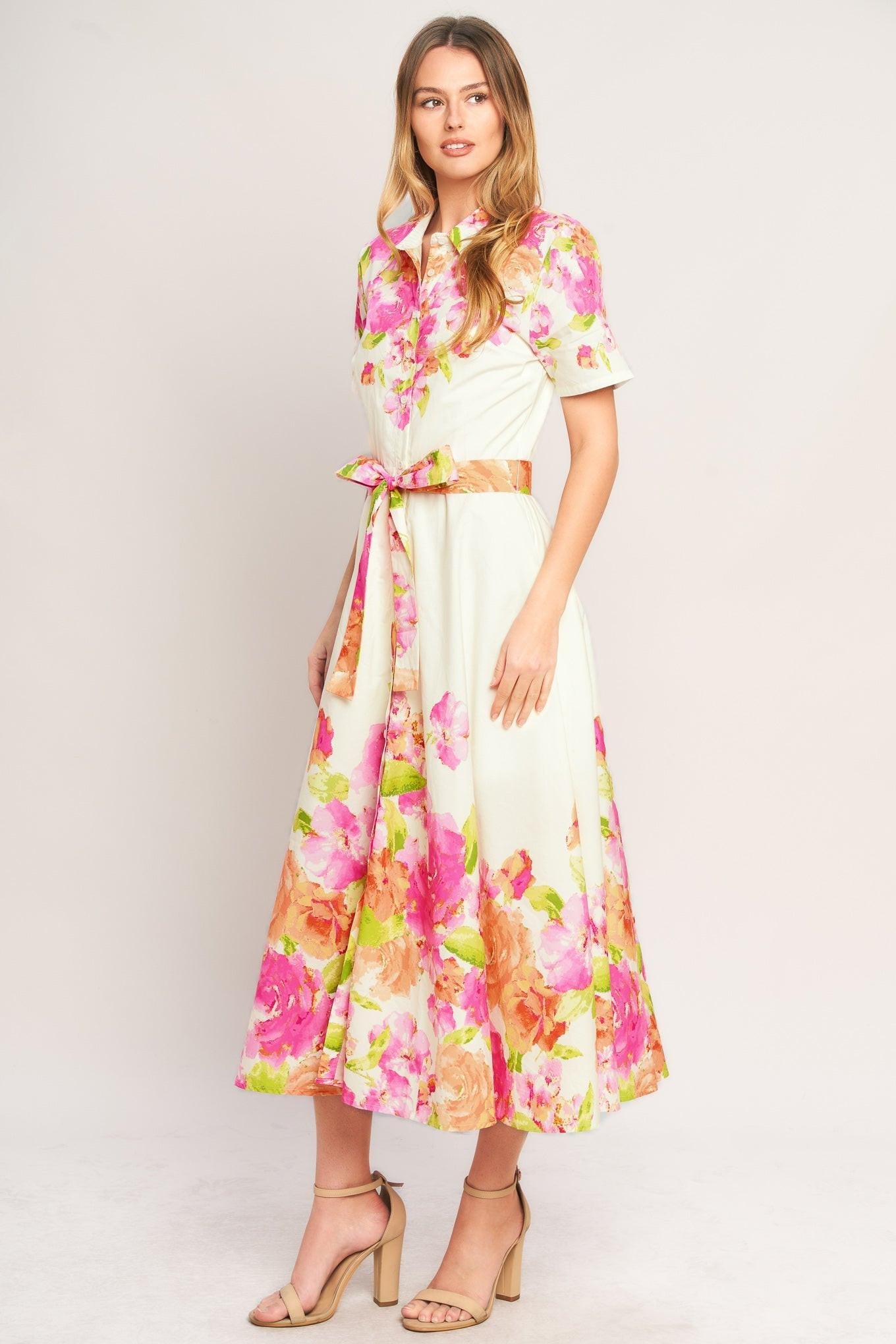 PEONY BLOOM WOVEN MIDI DRESS  DAME BOHEME
