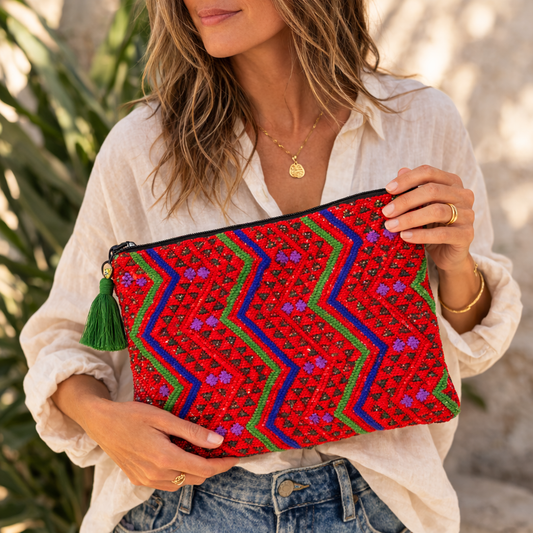 Maya Up-cycled Huipil Cosmetic One-of-a-Kind Bag (2XL) - Guatemala  DAME BOHEME