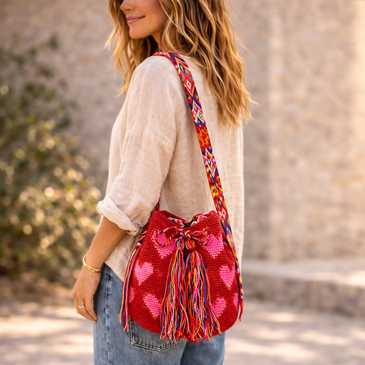 Catalina Hearts Crochet Cross-Body Bag One of a Kind - Mexico  DAME BOHEME