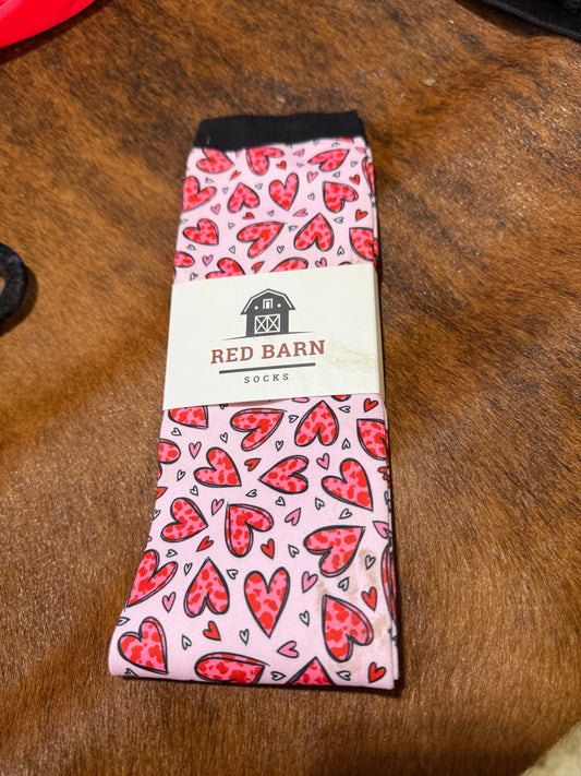 Hearts REd Barn Boot Socks  DAME BOHEME