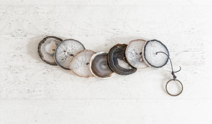Gray Agate Gemstone Hanging for Wall or Ceiling - Charcoal Design  DAME BOHEME