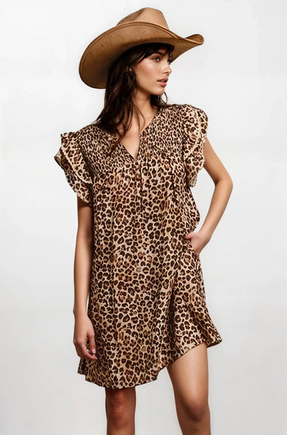 Desert Muse Leopard Ruffle Dress  DAME BOHEME