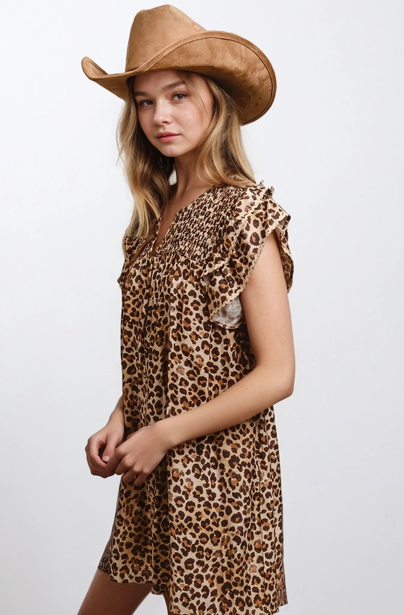 Desert Muse Leopard Ruffle Dress  DAME BOHEME
