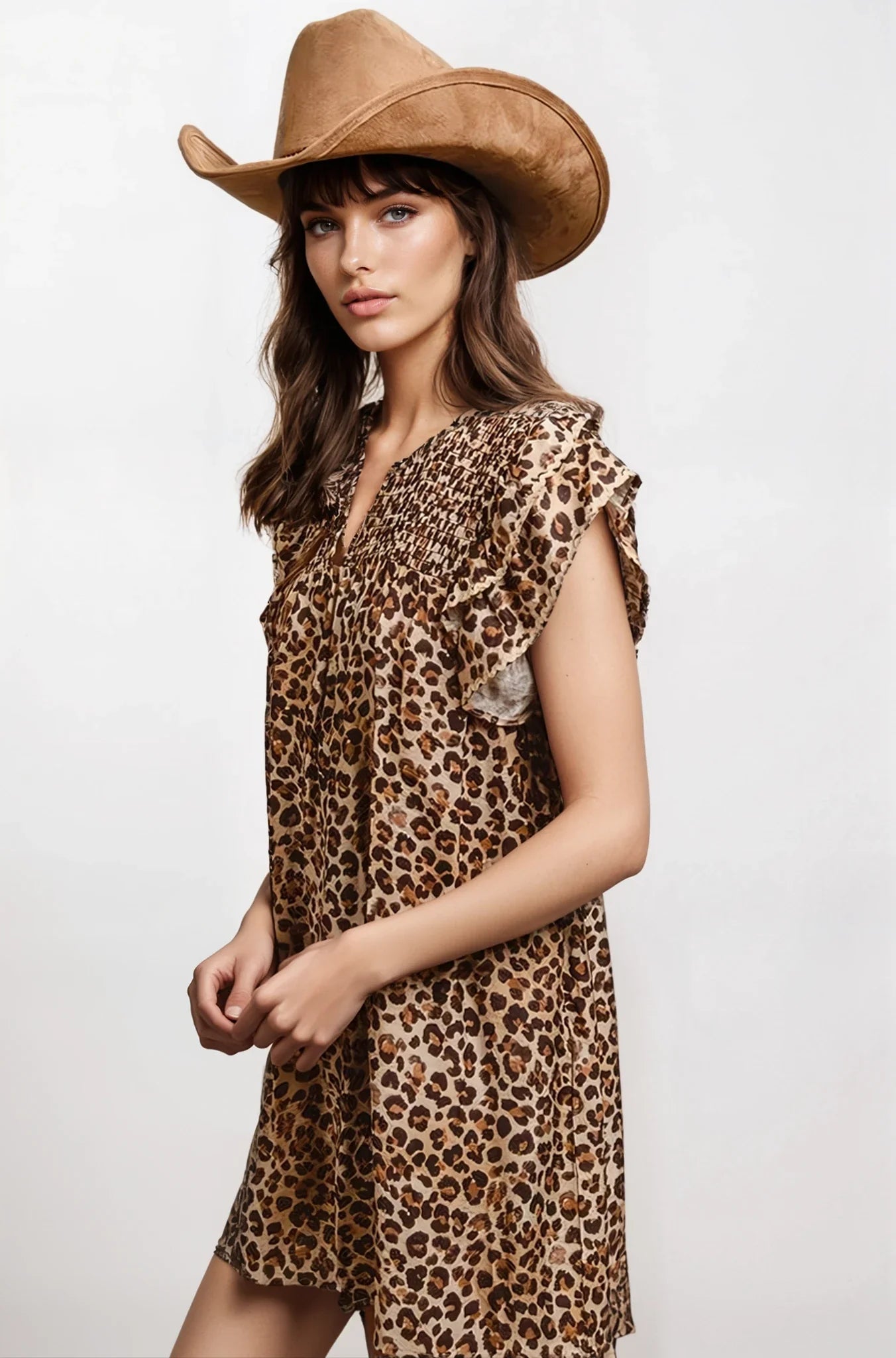 Desert Muse Leopard Ruffle Dress  DAME BOHEME