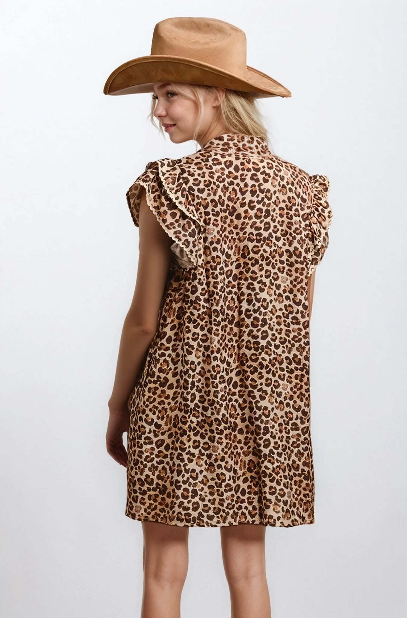 Desert Muse Leopard Ruffle Dress  DAME BOHEME