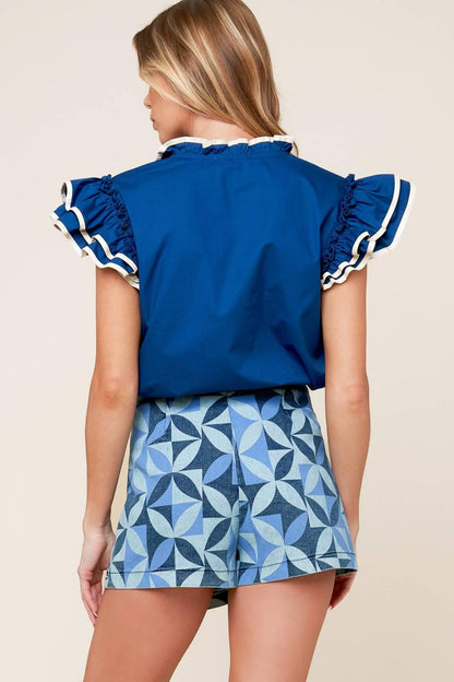 ENTICING DARLING BLUE DENIM SKORT  DAME BOHEME