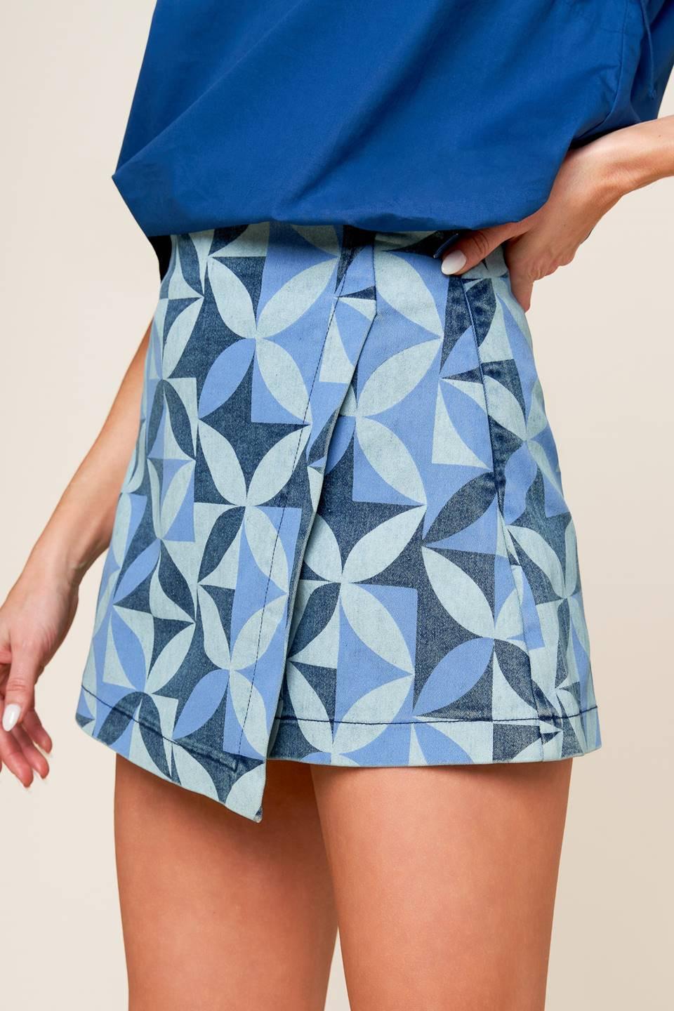 ENTICING DARLING BLUE DENIM SKORT  DAME BOHEME