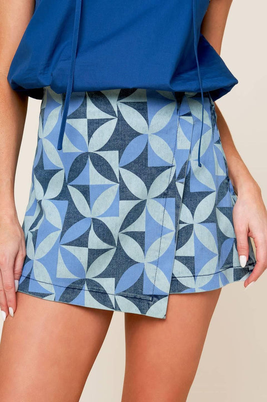 ENTICING DARLING BLUE DENIM SKORT  DAME BOHEME