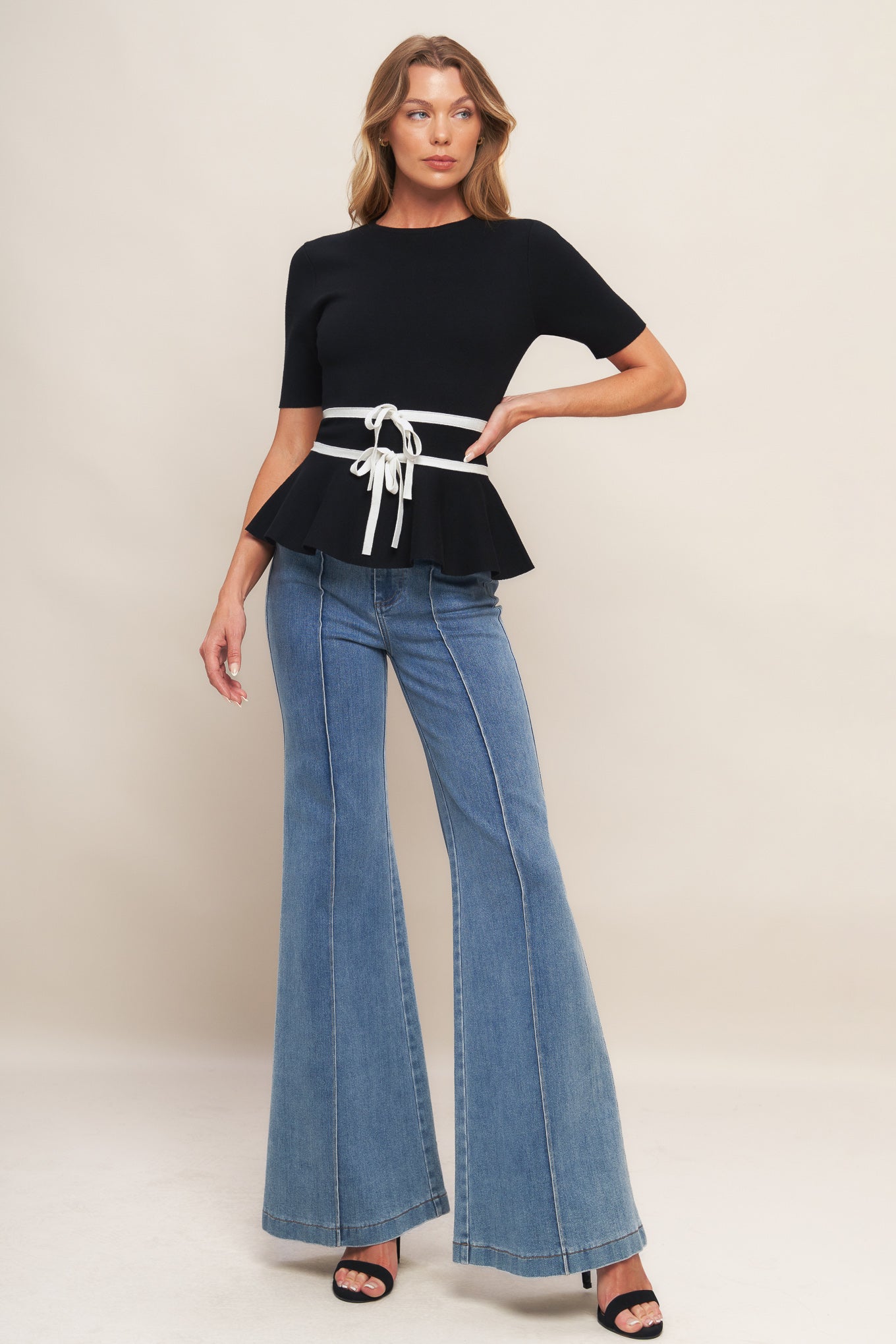 SUNLIT GROVE BLACK SWEATER KNIT TOP  DAME BOHEME