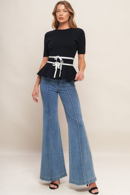 SUNLIT GROVE BLACK SWEATER KNIT TOP  DAME BOHEME