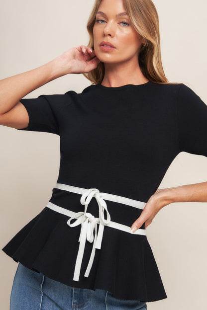 SUNLIT GROVE BLACK SWEATER KNIT TOP  DAME BOHEME