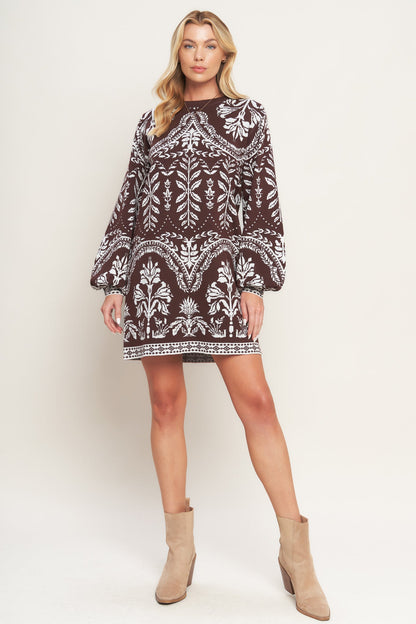 TERRA TAPESTRY SWEATER KNIT MINI DRESS  DAME BOHEME