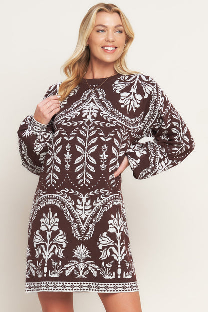 TERRA TAPESTRY SWEATER KNIT MINI DRESS  DAME BOHEME