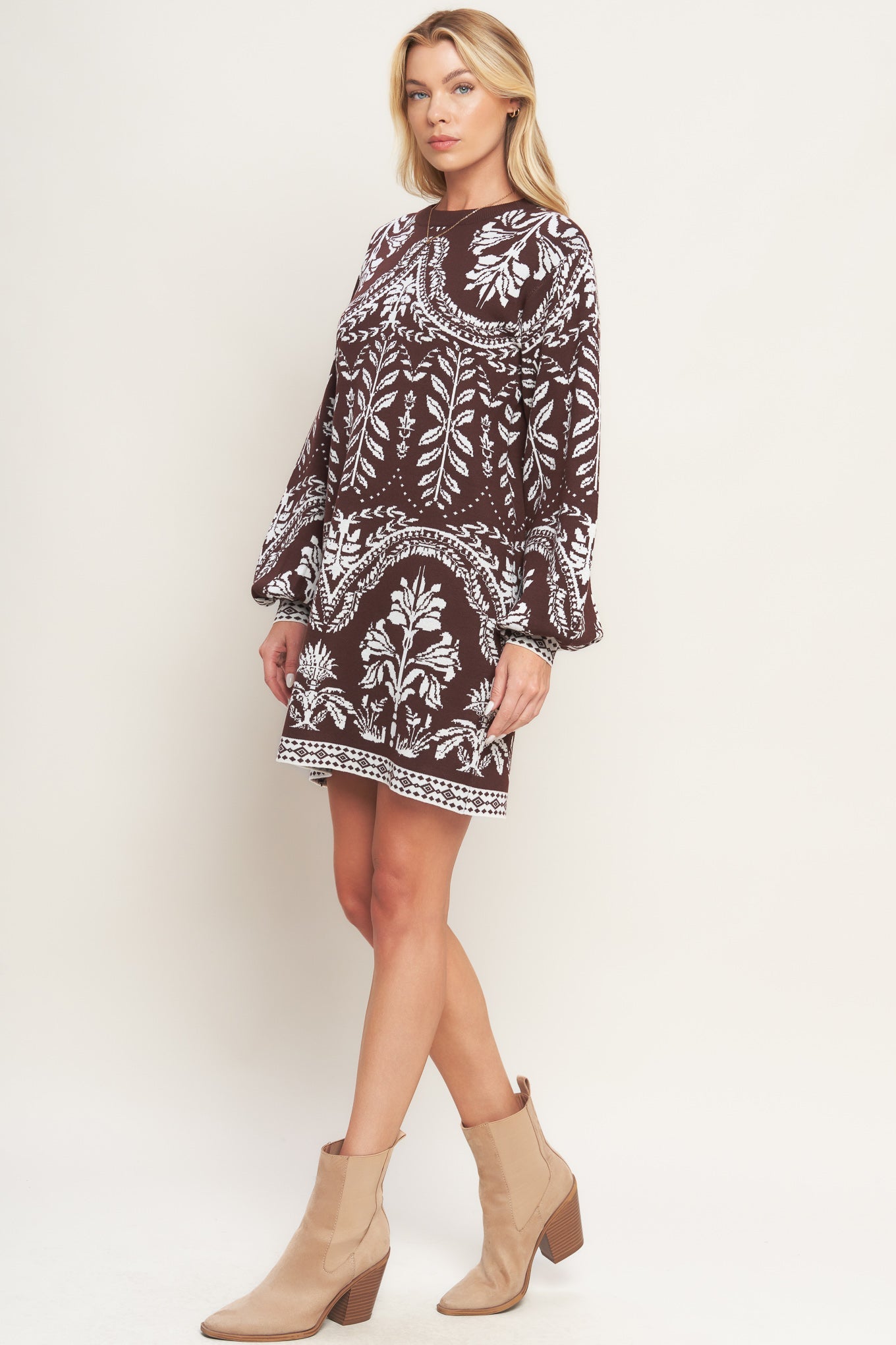 TERRA TAPESTRY SWEATER KNIT MINI DRESS  DAME BOHEME