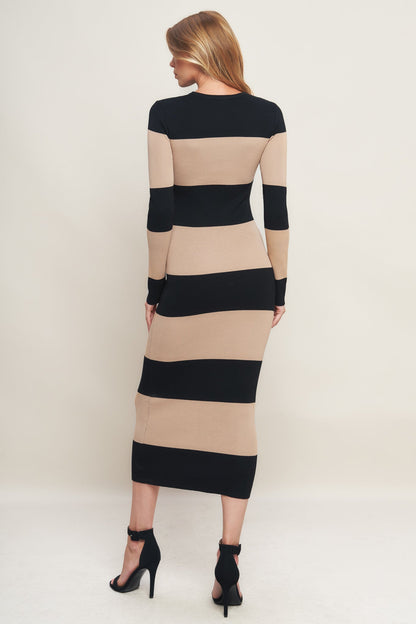 MODERN ATTITUDE STRIIP SWEATER MIDI DRESS  DAME BOHEME