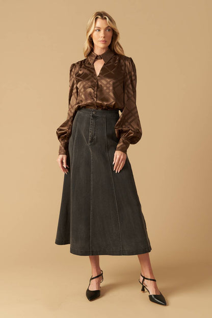 THE ART OF BALANCE WOVEN SATIN TOP  DAME BOHEME