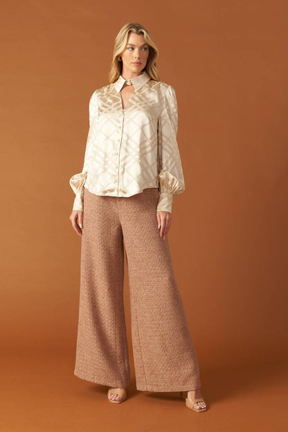 THE ART OF BALANCE WOVEN SATIN TOP  DAME BOHEME