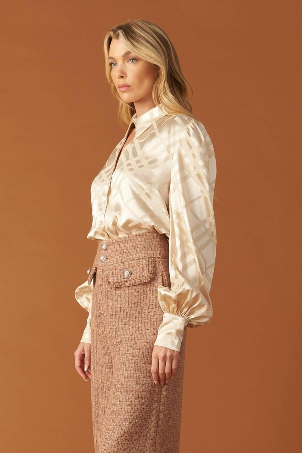 THE ART OF BALANCE WOVEN SATIN TOP  DAME BOHEME
