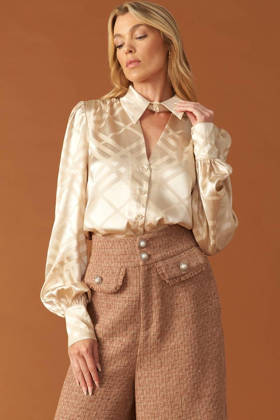 THE ART OF BALANCE WOVEN SATIN TOP  DAME BOHEME