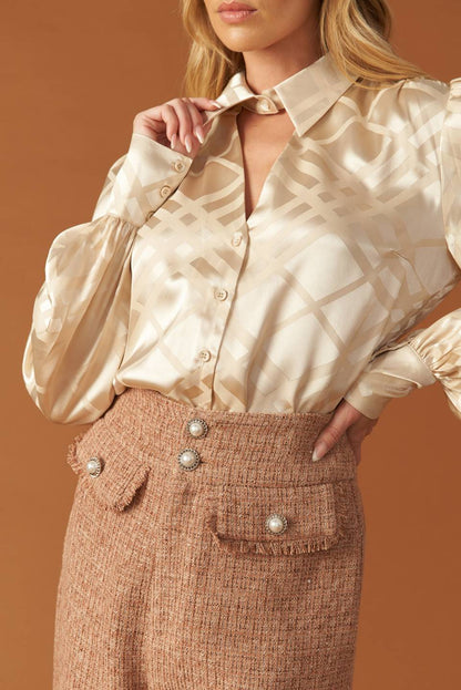 THE ART OF BALANCE WOVEN SATIN TOP  DAME BOHEME