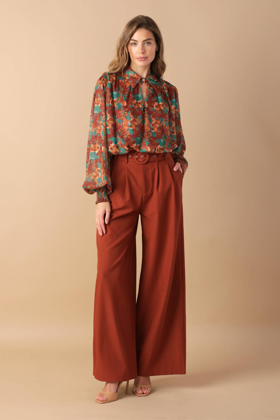 NOSTALGIC TEAL BROWN WOVEN TOP  DAME BOHEME