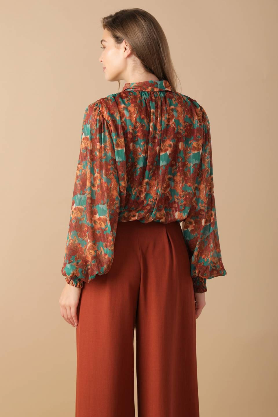 NOSTALGIC TEAL BROWN WOVEN TOP  DAME BOHEME