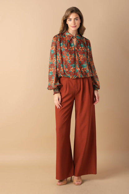 NOSTALGIC TEAL BROWN WOVEN TOP  DAME BOHEME