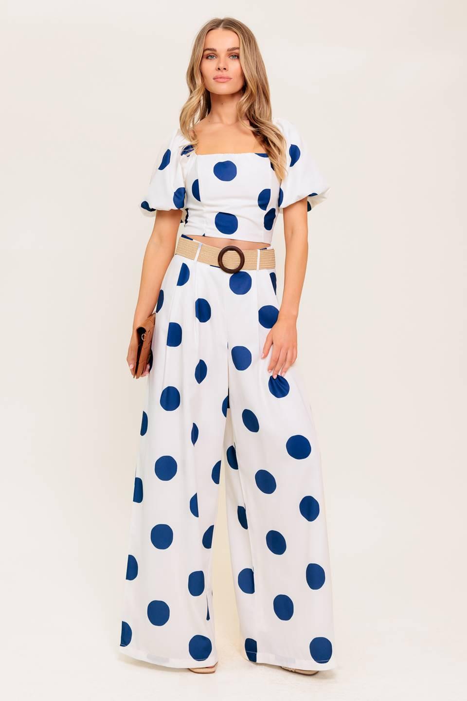 COCONUT KISS Polka Dot Navy Top and Pant Matching Set  DAME BOHEME