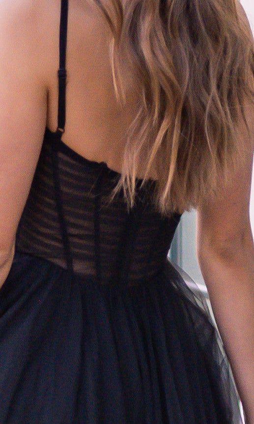Yasmin Gown - Black - Tulle A-line Dress With Pleated Bodice  DAME BOHEME